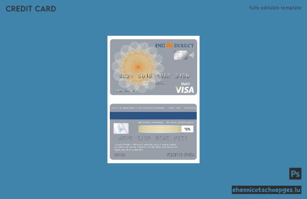Beispielvorschau der ING Direct Bank Visa-Karte für Australien